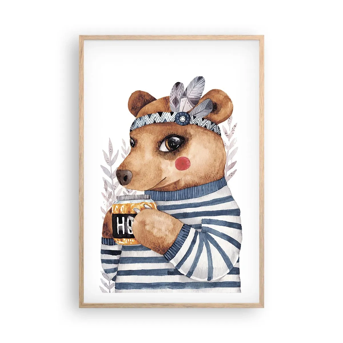 Plagát v ráme zo svetlého duba - Sladký medvedík - 61x91 cm