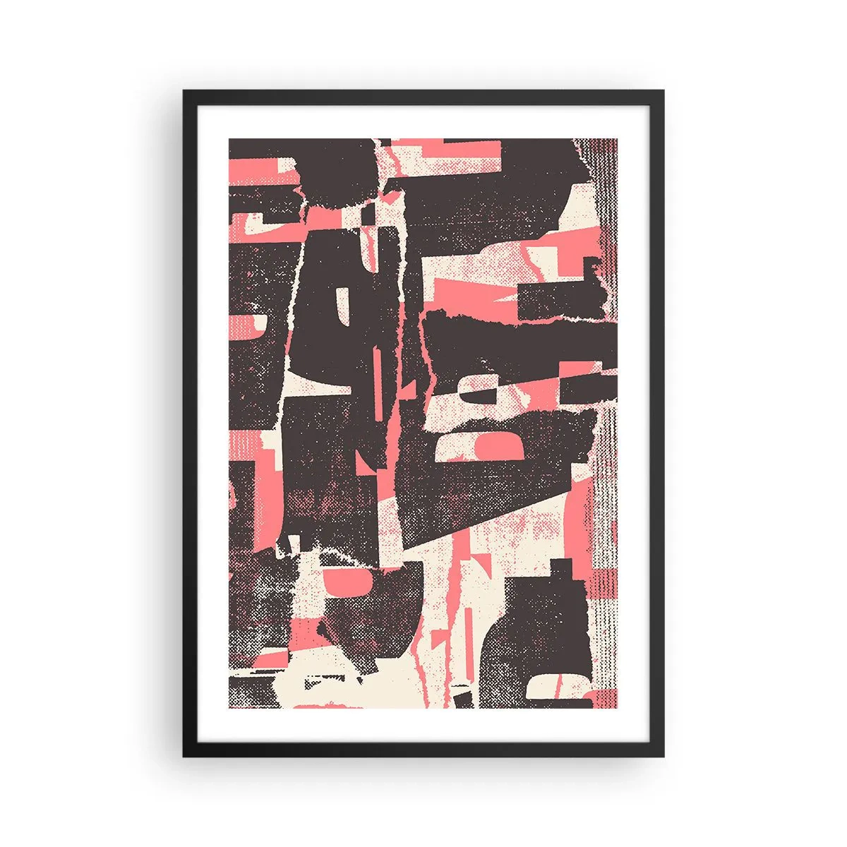 Plagát v čiernom ráme - Dynamická abstrakcia v odtieňoch červenej a čiernej - 50x70cm - Celý tento zhon - Moderná nástenná dekorácia do obývacej izby a spálne ARTTOR