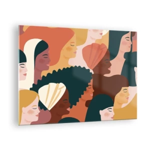 Obraz na skle - Štýlová ilustrácia rozmanitých ženských siluet - 70x50cm - Iba ženskosť - Moderná nástenná dekorácia do obývacej izby a spálne ARTTOR