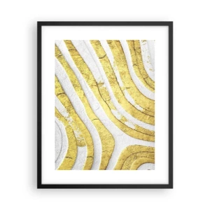 Plagát v čiernom ráme - Kompozícia v bielej a zlatej - 40x50 cm
