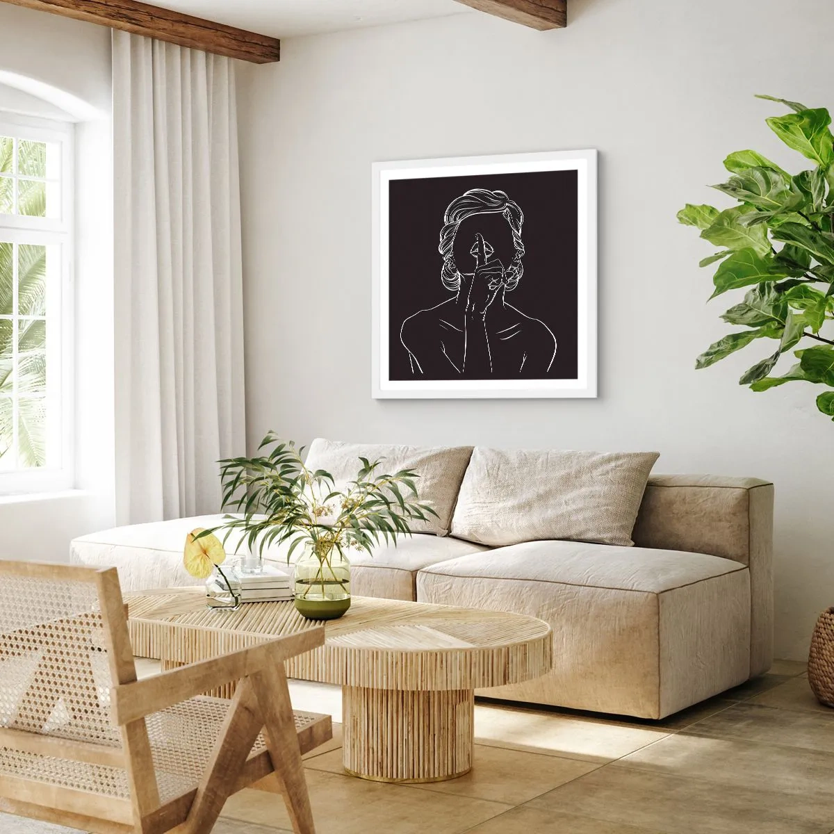 Plagát v bielom ráme - Krása rozkvitá v tichu - 40x40 cm