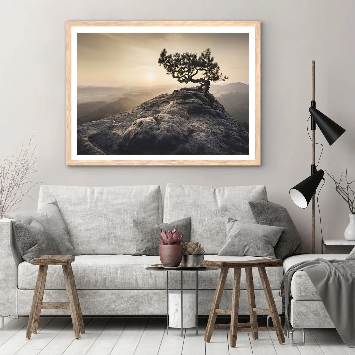 Plagát v ráme zo svetlého duba - Život vždy víťazí - 70x50 cm