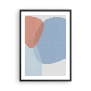 Plagát v čiernom ráme - Abstraktné tvary v modrých a béžových odtieňoch - 50x70cm - Pastelové vzťahy - Moderná nástenná dekorácia do obývacej izby a spálne ARTTOR