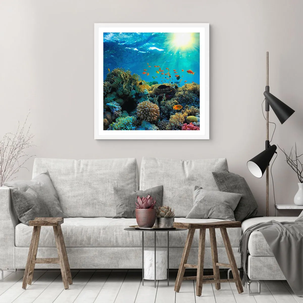 Plagát v bielom ráme - Podvodné poklady - 40x40 cm