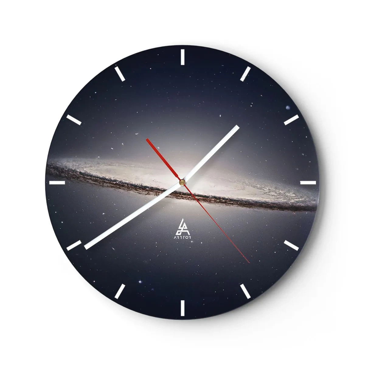 Nástenné hodiny - Pohľad na špirálovú galaxiu vo vesmíre - 30x30cm - Kedysi dávno v jednej preďalekej galaxii… - Moderná nástenná dekorácia do obývacej izby, kuchyne a spálne ARTTOR