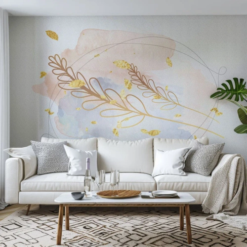 Fototapeta Premium Canvas - Zlatý závan - Svetlý, Minimalistický, Moderné - 300x210 cm