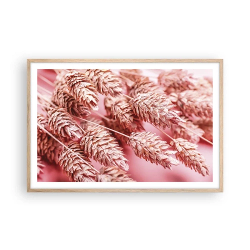 Plagát v ráme zo svetlého duba - Kvetinová kaskáda v ružovej - 91x61 cm