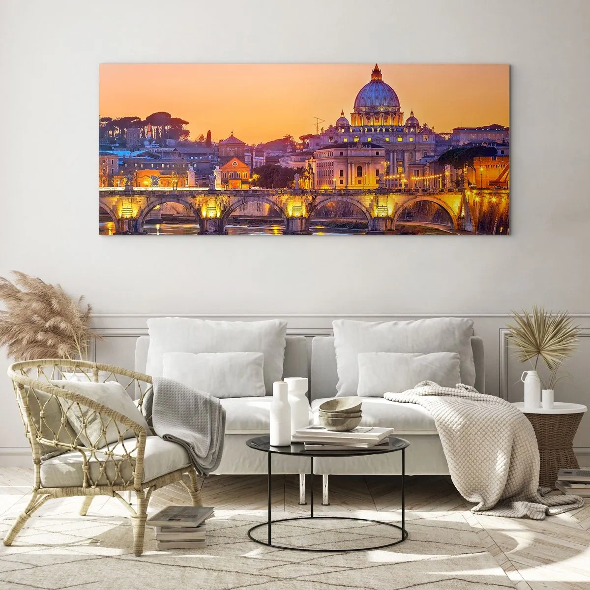 Obraz na skle - Súmrak nad Večným mestom - 100x40 cm