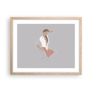 Plagát v ráme zo svetlého duba - Obrys pôvabu - 50x40 cm