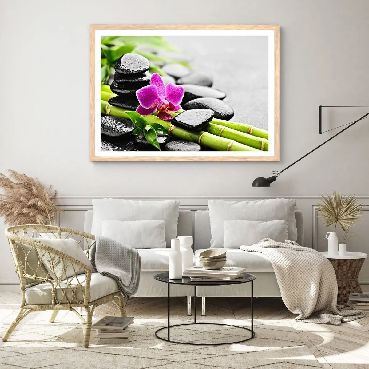 Plagát v ráme zo svetlého duba - V pokojnej rovnováhe - 91x61 cm