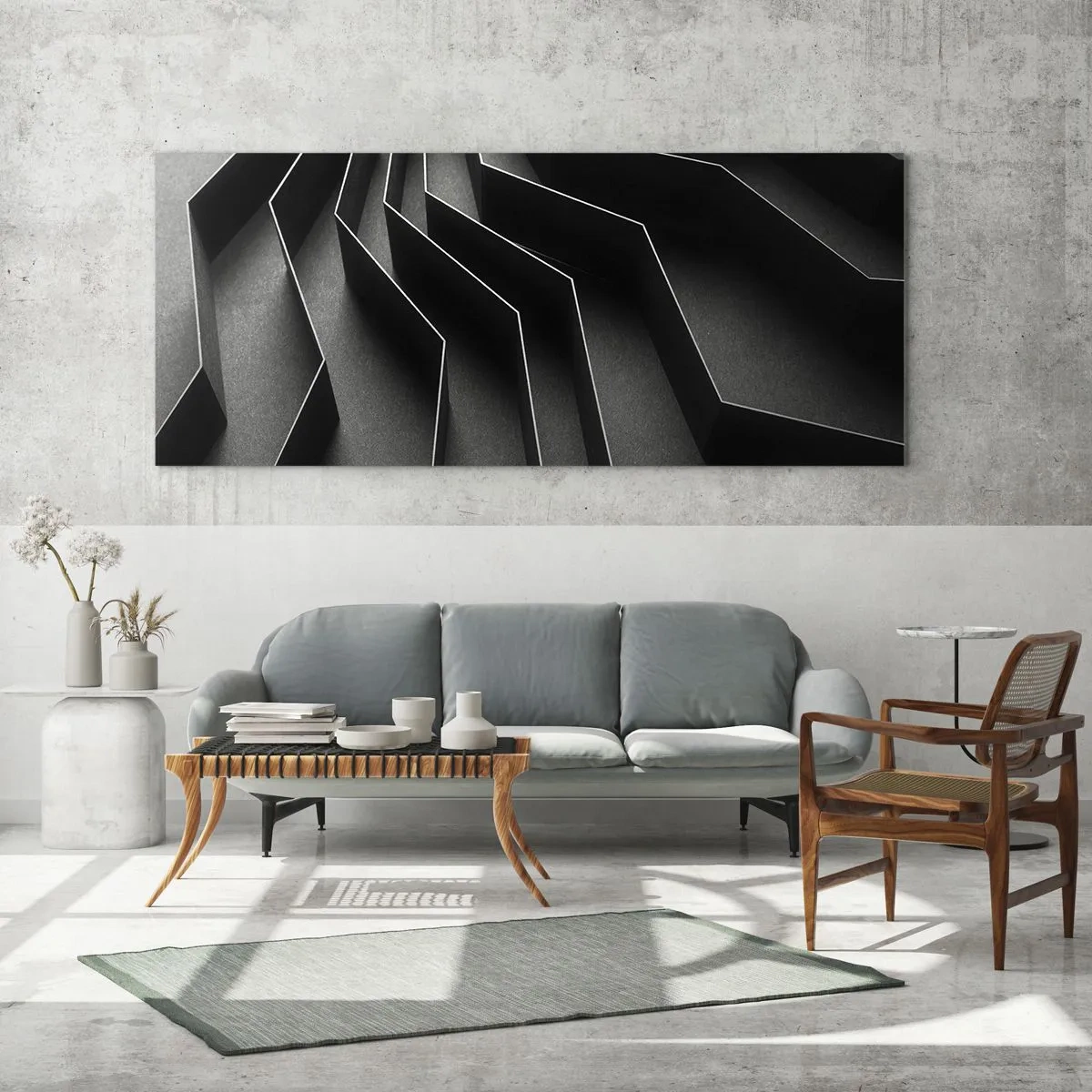 Obraz na skle - Priestorový poriadok - 100x40 cm