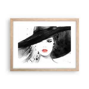 Plagát v ráme zo svetlého duba - Dáma v čiernom - 40x30 cm