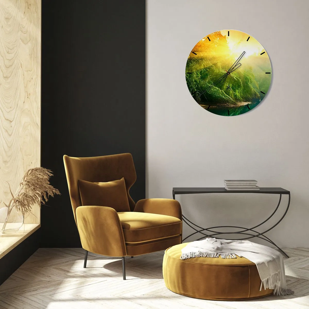 Nástenné hodiny - Utopiť sa v slnku a v tieni - 40x40 cm