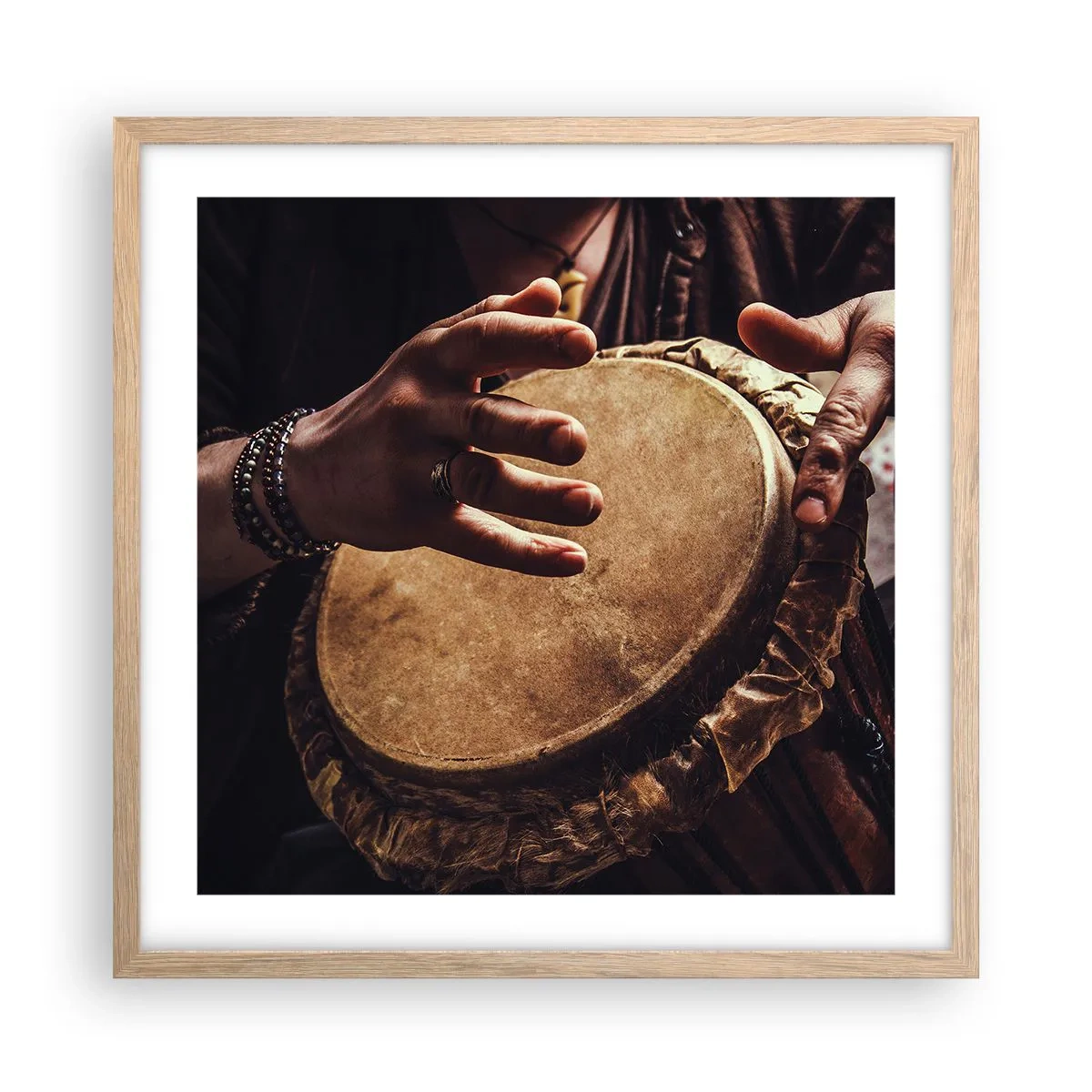 Plagát v ráme zo svetlého duba - V rytme srdca - 50x50 cm