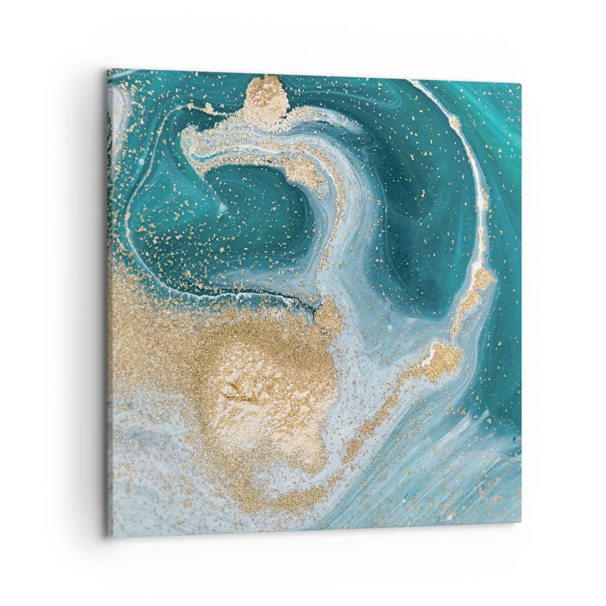 Obraz na plátne - Vír zlatej a tyrkysovej - 50x50 cm