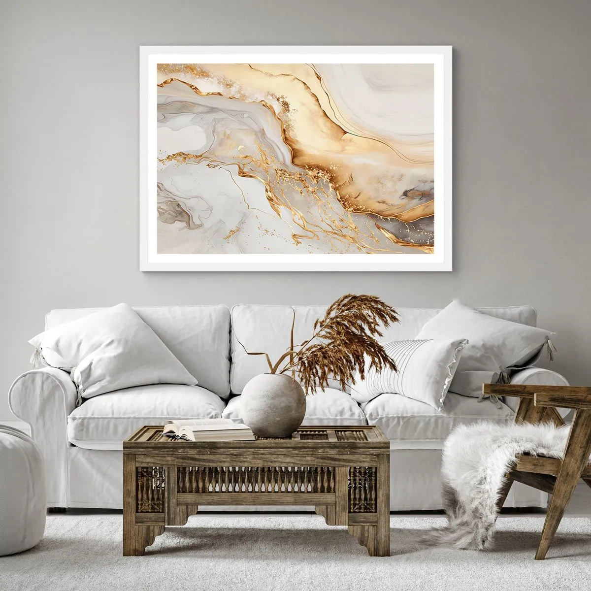 Plagát v bielom ráme - Abstrakcia: krása a dobro - 40x40 cm