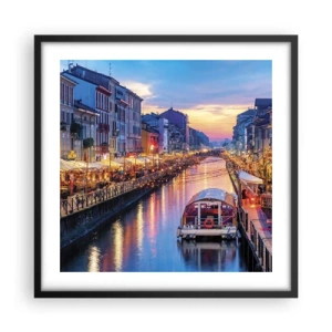 Plagát v čiernom ráme - Večer plný svetla a zábavy - 50x50 cm