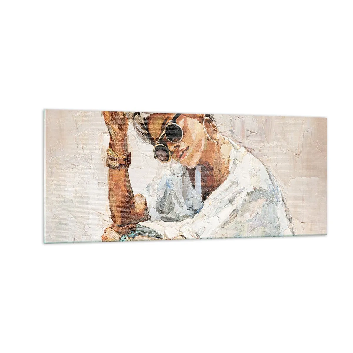 Obraz na skle - Portrét v plnom slnku - 100x40 cm