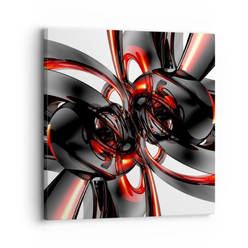 Obraz na plátne - Pohyb v grafitovej a červenej - 30x30 cm