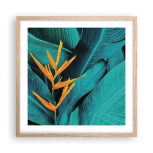 Plagát v ráme zo svetlého duba - Rajský kvet - 50x50 cm
