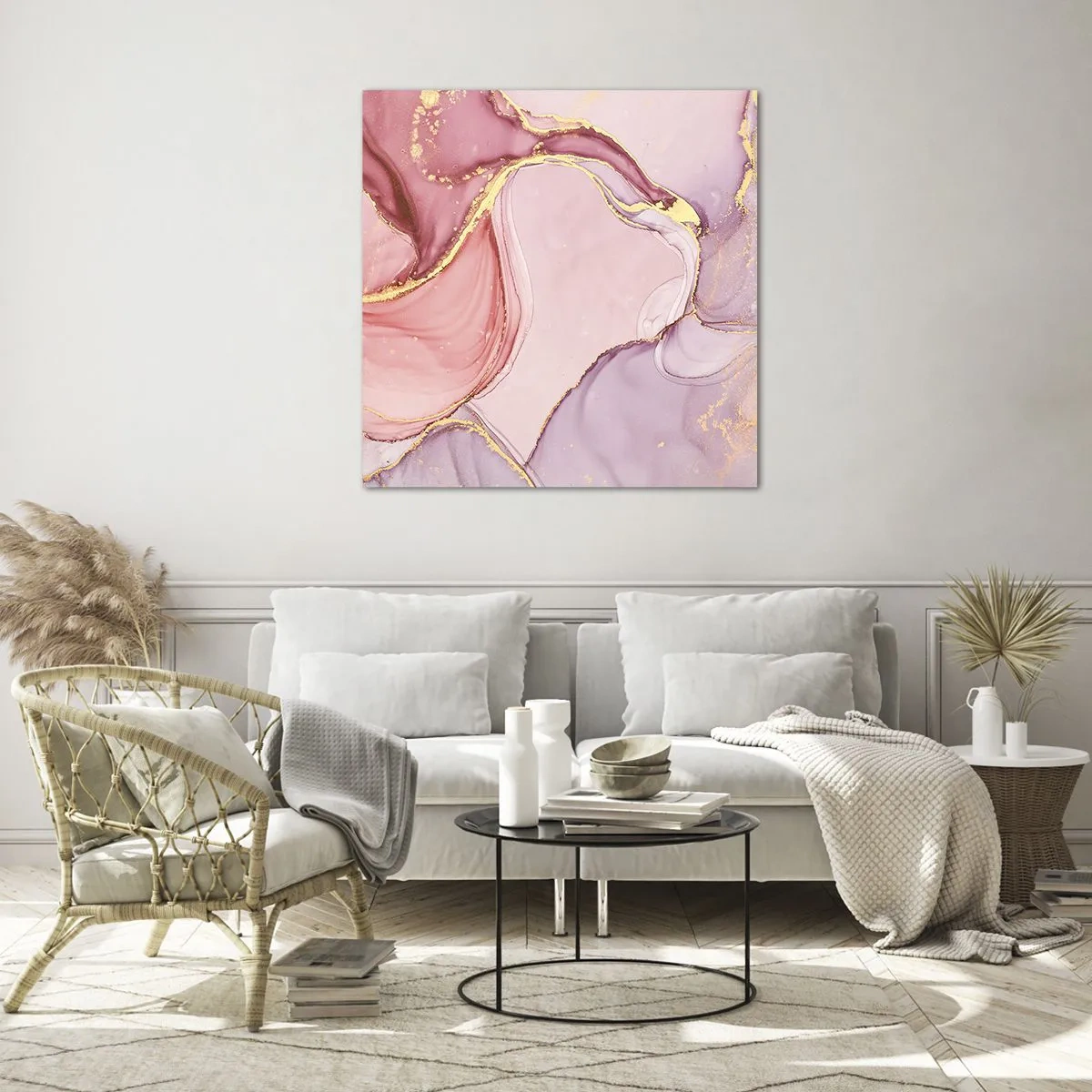 Obraz na skle - Maznanie farieb - 60x60 cm