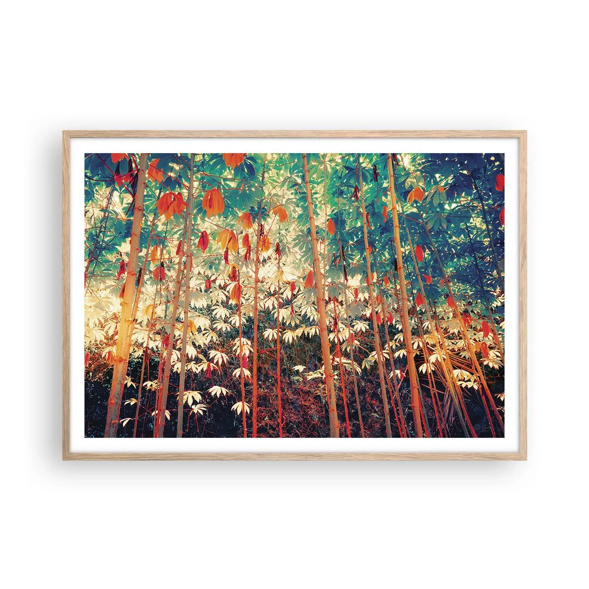 Plagát v ráme zo svetlého duba - Tajný život listov - 100x70 cm