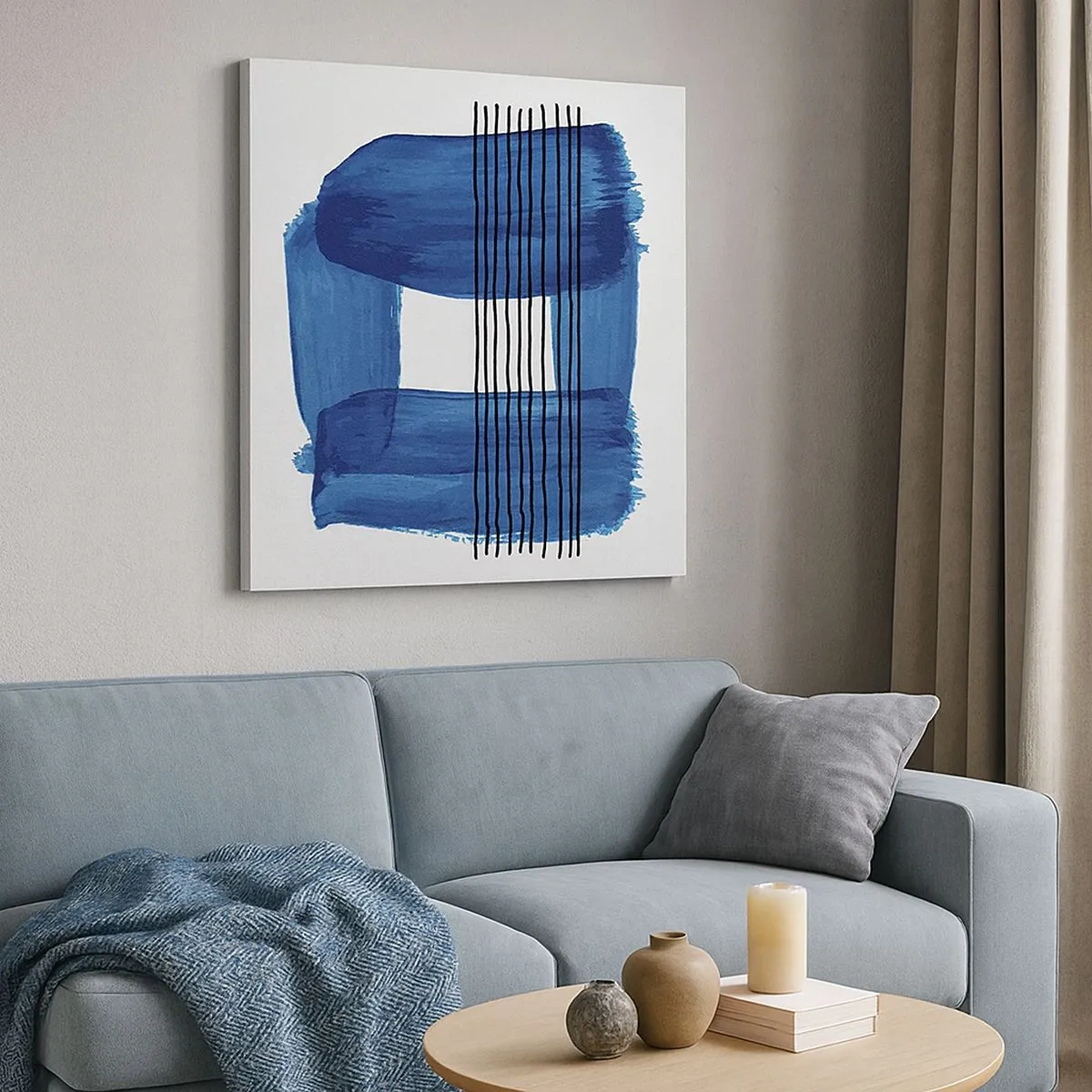 Obraz na plátne - Modročierna kompozícia - 30x30 cm