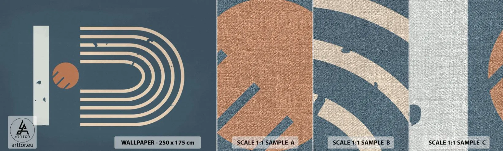 Vzorka fototapety Premium Canvas - Geometria v námorníckej modrej - Abstrakcia, Kus, Grafika - 100x30 cm