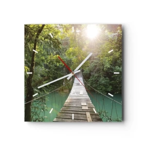 Nástenné hodiny - Nad azúrovou vodou do azúrového lesa - 40x40 cm