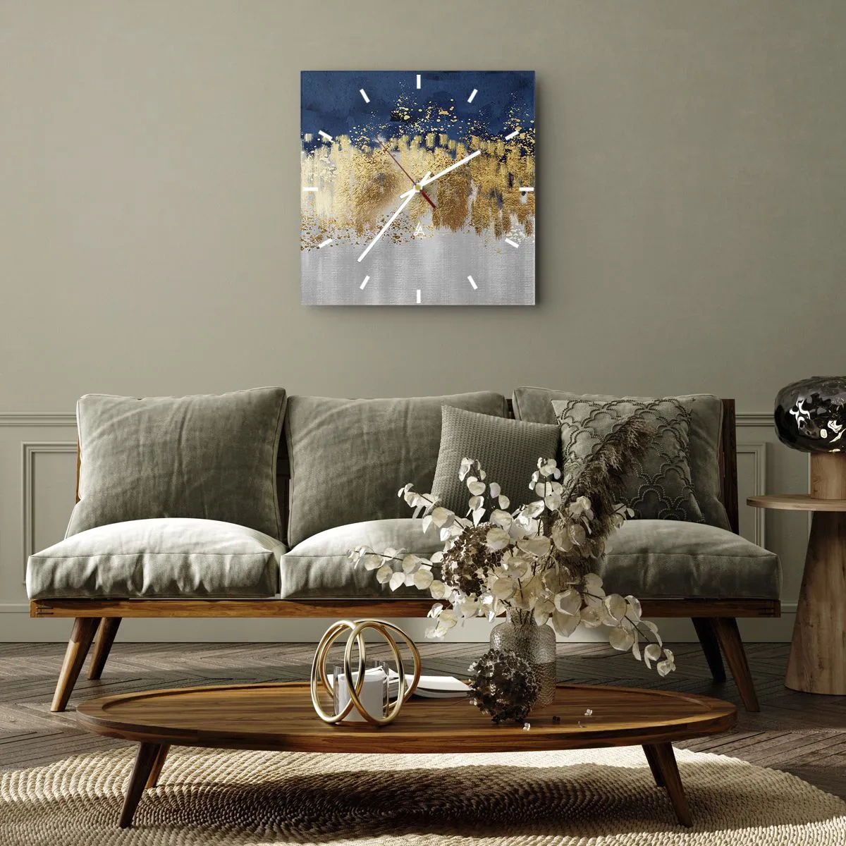 Nástenné hodiny - Moderná kompozícia s iskrou - 30x30 cm