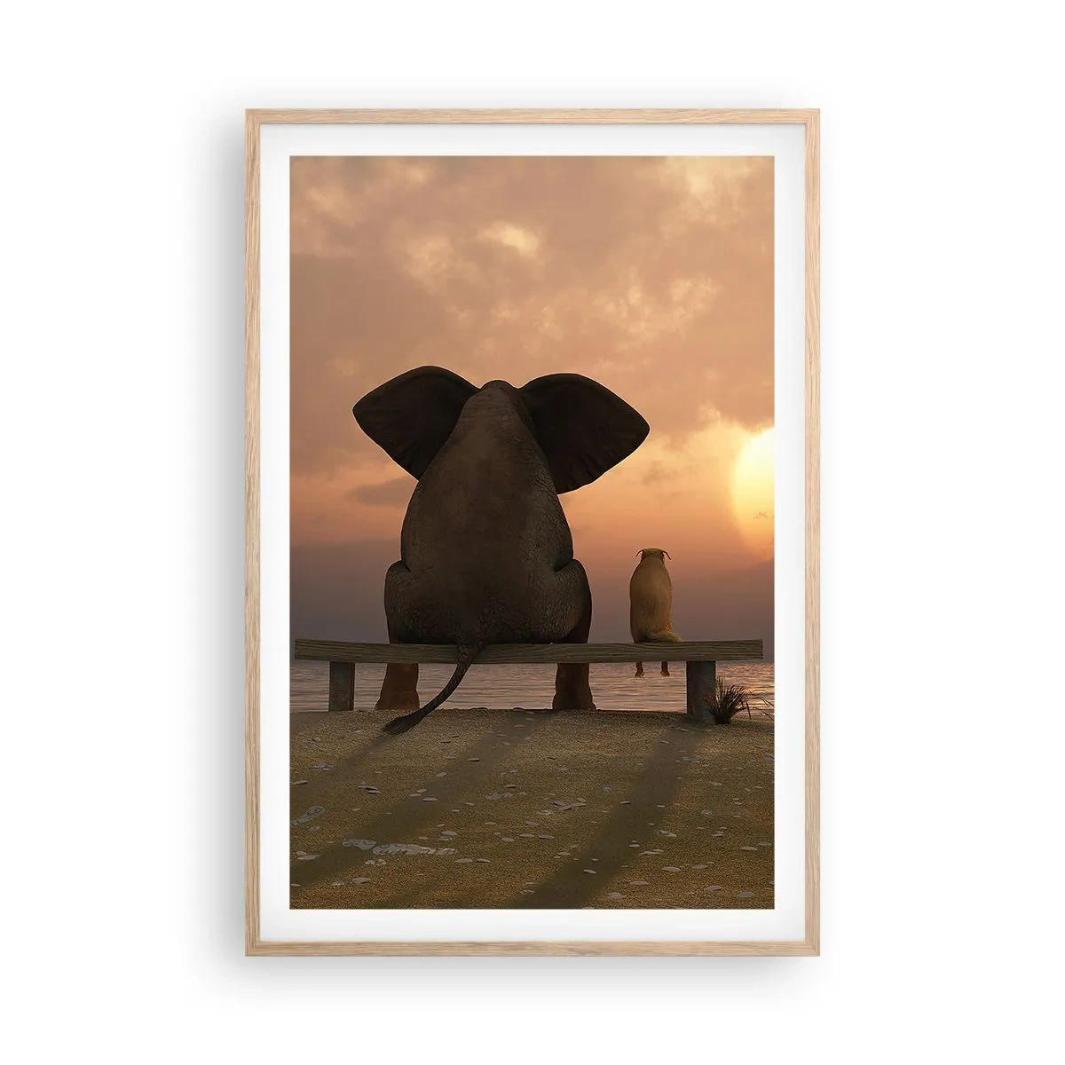 Plagát v ráme zo svetlého duba - Je skvelé spolu mlčať - 61x91 cm