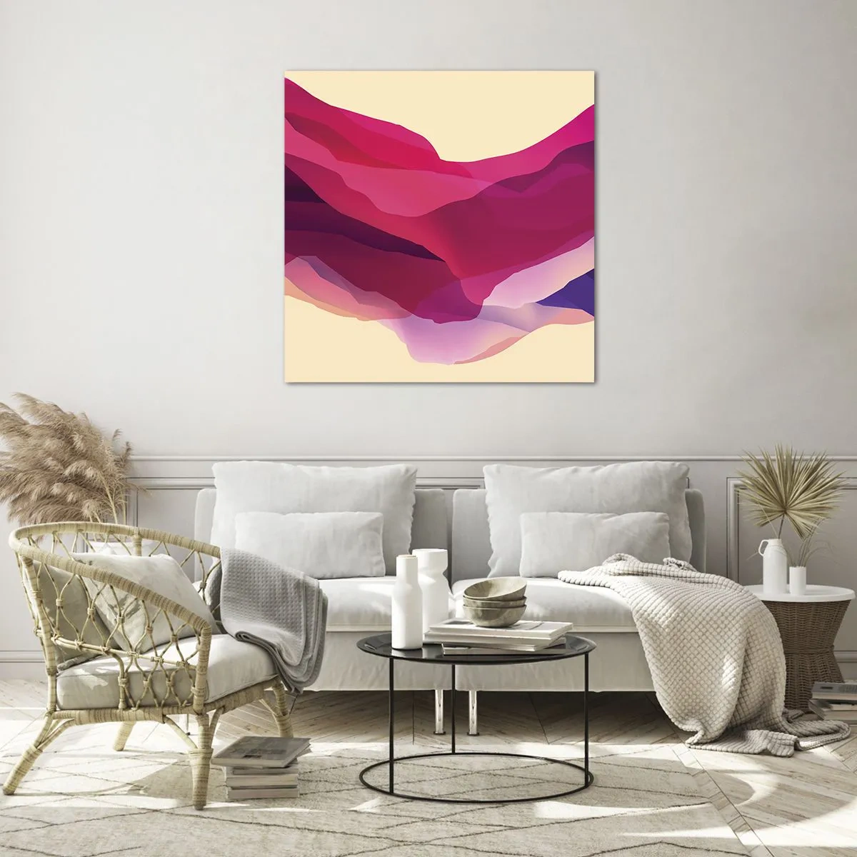 Obraz na skle - Fialové vlny - 70x70 cm