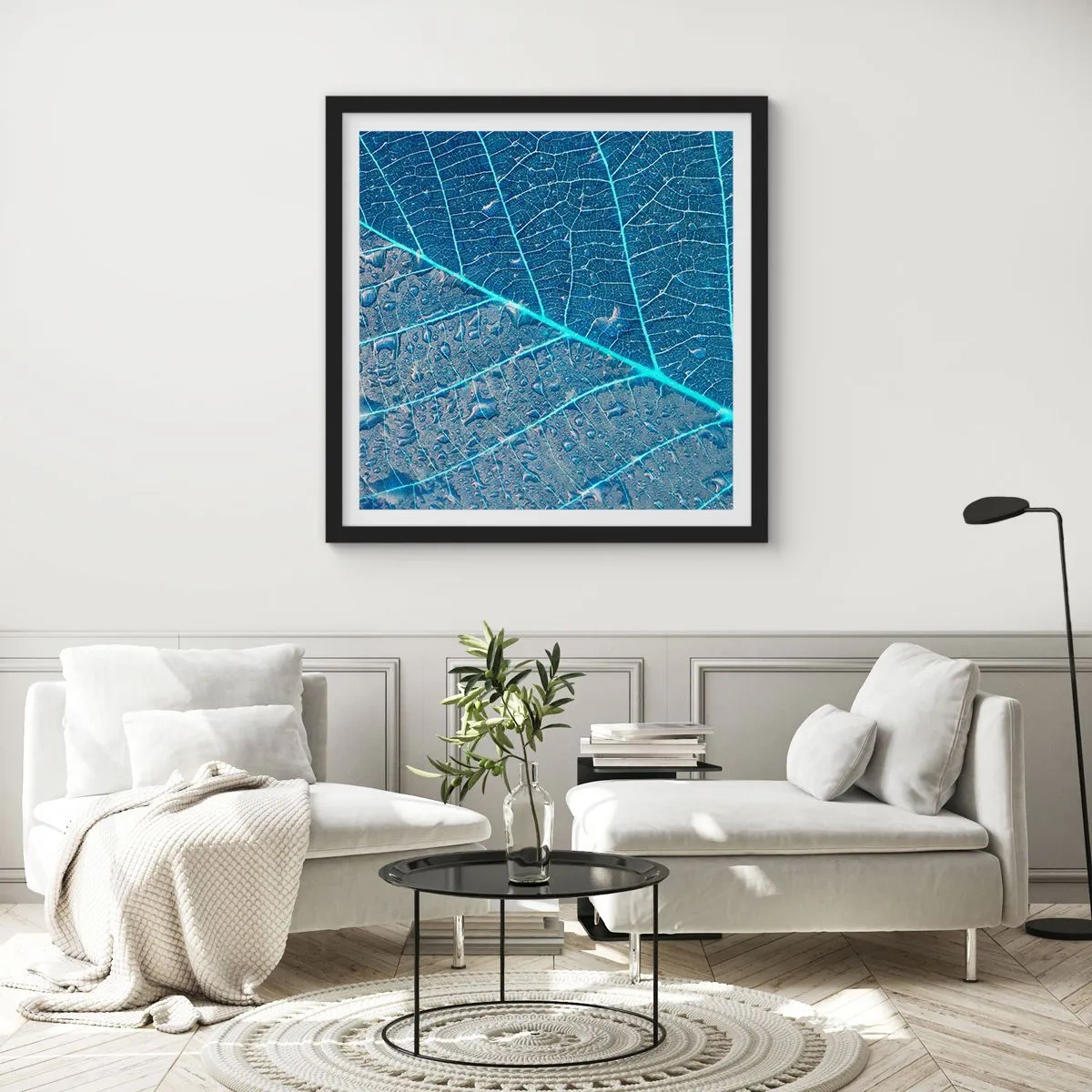 Plagát v čiernom ráme - Modrý život - 60x60 cm