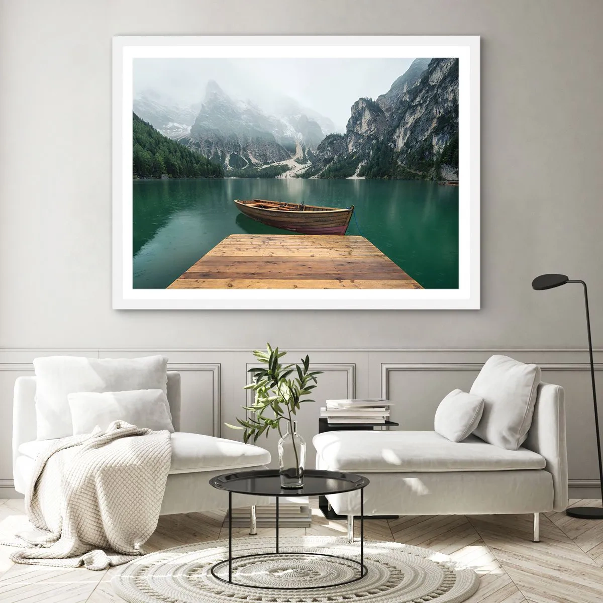 Plagát v bielom ráme - „Hrdé skaly vpredu“ - 70x50 cm