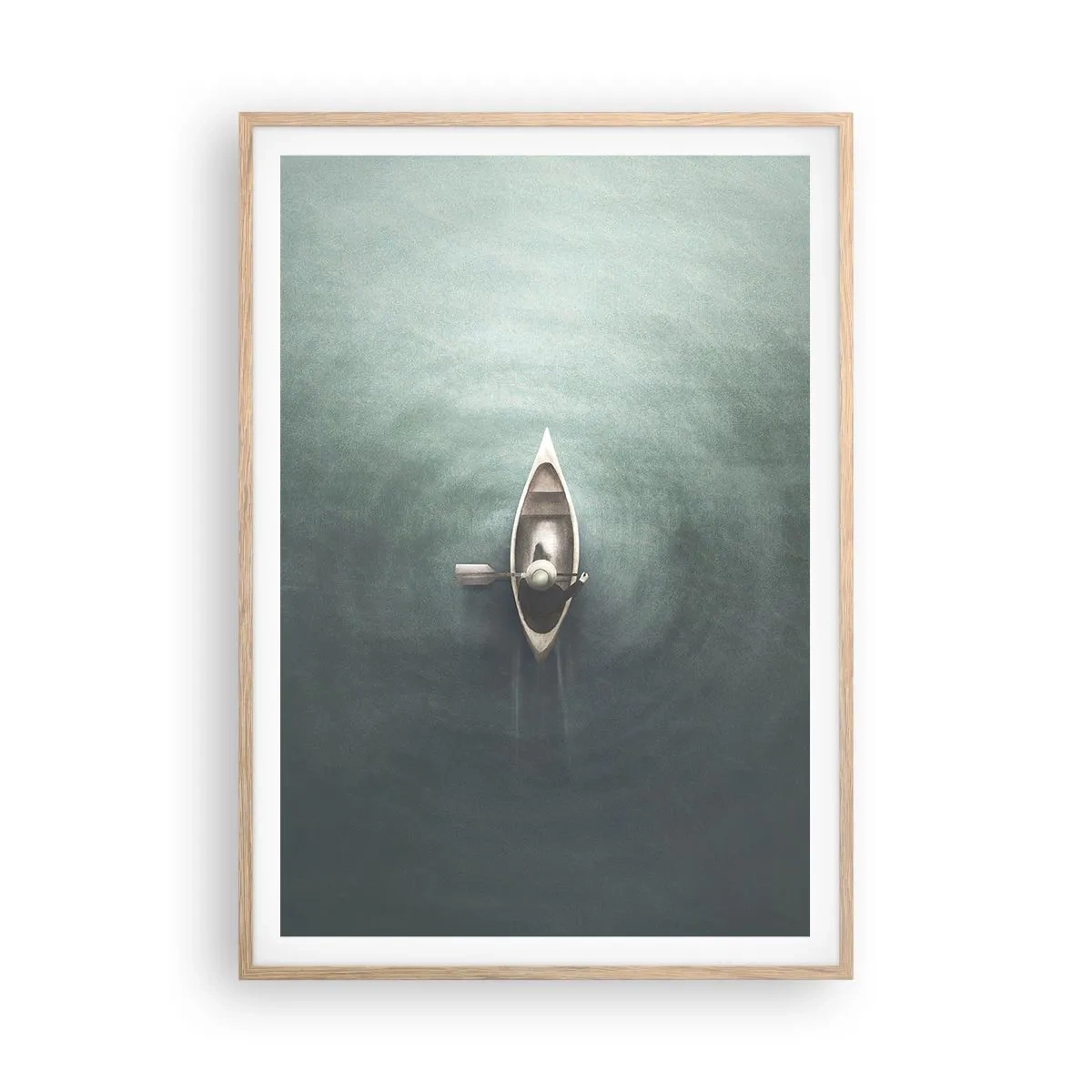 Plagát v ráme zo svetlého duba - Cez mesačné jazero - 70x100 cm