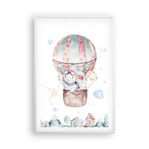 Plagát v bielom ráme - Čoskoro sa vrátime! - 61x91 cm