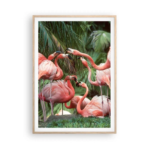 Plagát v ráme zo svetlého duba - Popoludňajšie klebety - 70x100 cm