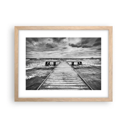 Plagát v ráme zo svetlého duba - Čakám na vietor, čo rozfúka… - 40x30 cm