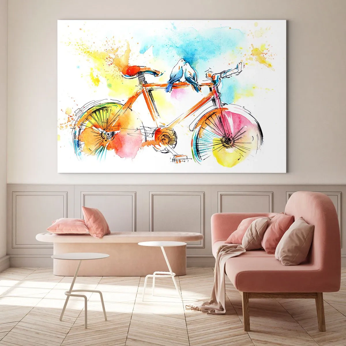 Obraz na skle - Spolu na bicykli - 120x80 cm