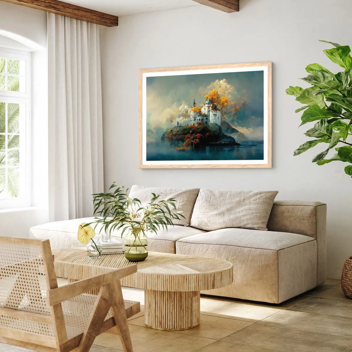 Plagát v ráme zo svetlého duba - Začiatok romantického príbehu - 50x40 cm