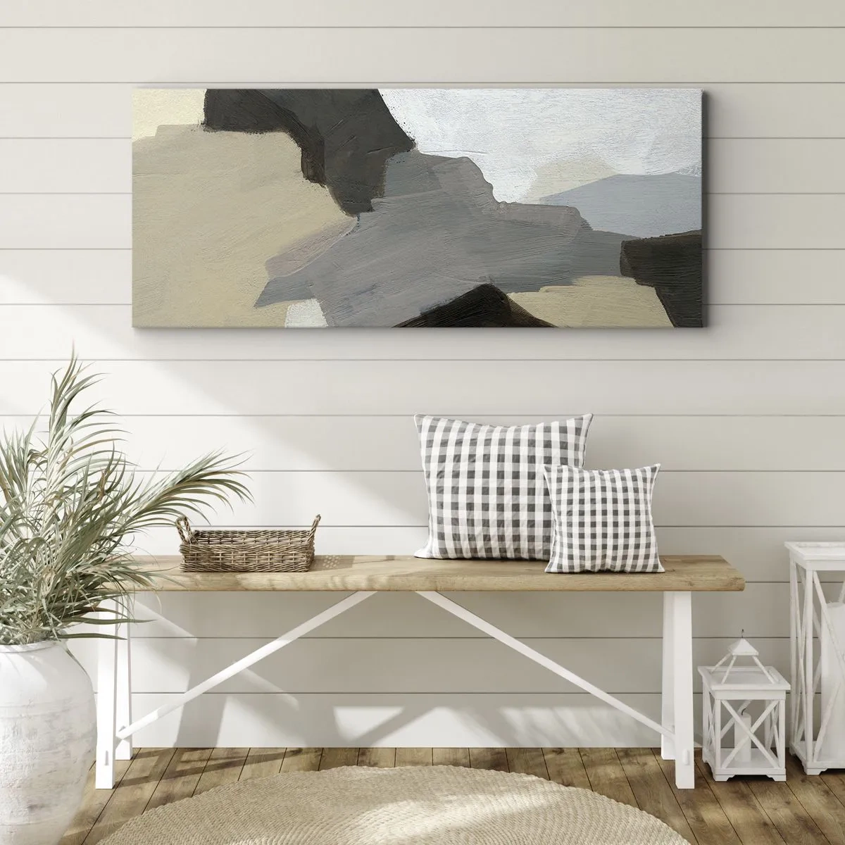 Obraz na plátne - Abstrakcia: križovatka šedej - 100x40 cm