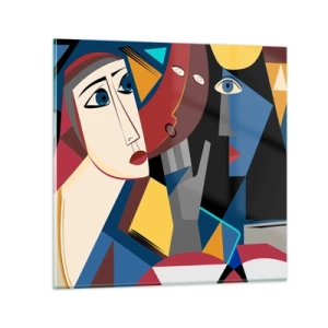 Obraz na skle - Konverzácia kubistov - 60x60 cm