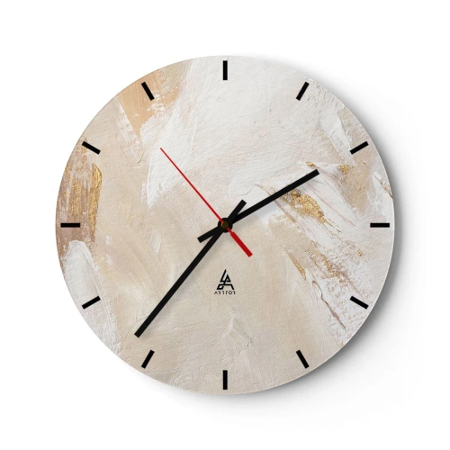 Nástenné hodiny - Béžová a biela farba s textúrou štetca - 30x30cm - Pastelová kompozícia - Moderná nástenná dekorácia do obývacej izby, kuchyne a spálne ARTTOR