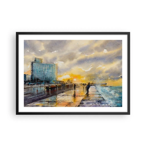Plagát v čiernom ráme - Život na pobreží - 70x50 cm