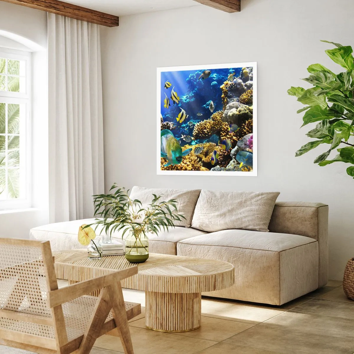 Plagát - Veľká prevádzka na prázdninovom chodníku - 40x40 cm