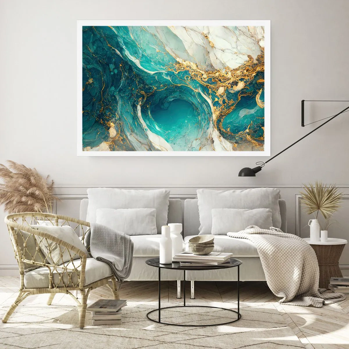 Plagát - Kompozícia so zlatými žilami - 100x70 cm