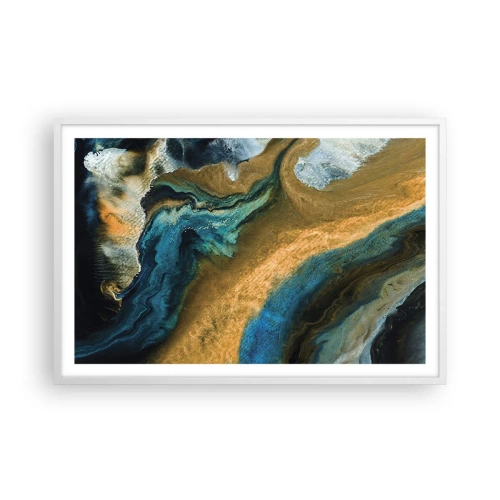 Plagát v bielom ráme - Modrá – žltá – vzájomné vplyvy - 91x61 cm