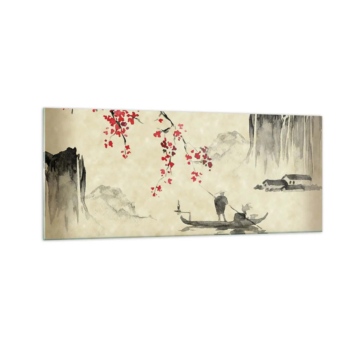 Obraz na skle - V krajine kvitnúcich čerešní - 100x40 cm