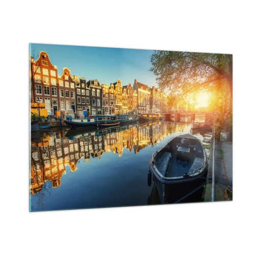 Obraz na skle - Ráno v Amsterdame - 100x70 cm