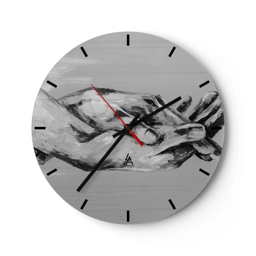Nástenné hodiny - Symbolické ruky v odtieňoch sivej zachytené umeleckým štýlom - 30x30cm - Začiatok… - Moderná nástenná dekorácia do obývacej izby, kuchyne a spálne ARTTOR